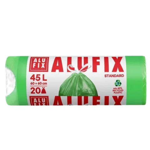 Výprodej Sáček do koše 45l/60x60/20ks ALUFIX Standard pevné zatahovací zelené